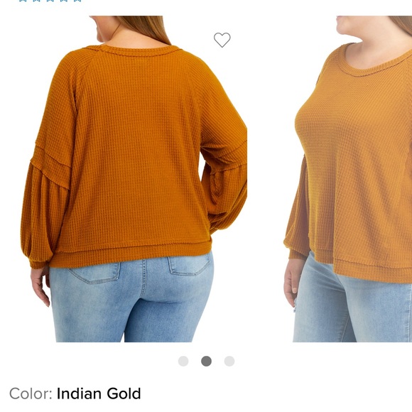 Wonderly waffle long sleeve top, Indian gold, size Medium - Picture 2 of 11